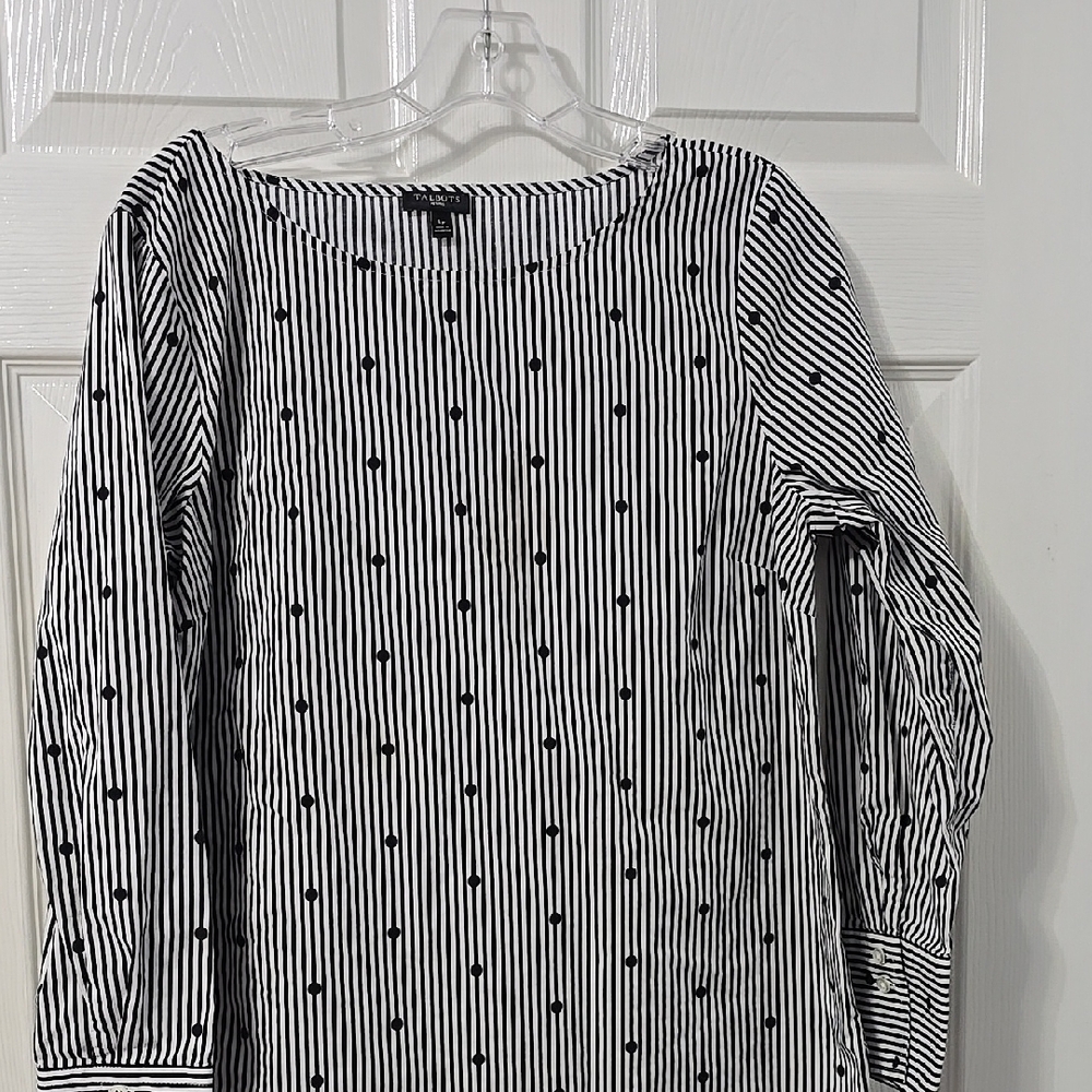 Talbots Petites Black and White Striped Women's Top